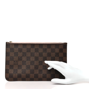 LOUIS VUITTON Damier Ebene Neverfull MM GM Pochette Rose Ballerine