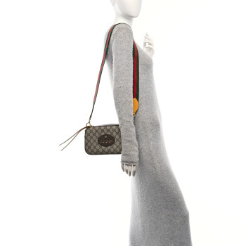 GUCCI GG Supreme Monogram Web Neo Vintage Shoulder Bag Beige New Acero Crop