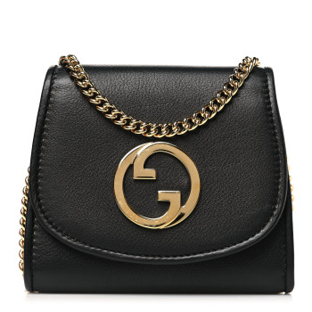 GUCCI Roxy Calfskin Medium Blondie Chain Wallet Black
