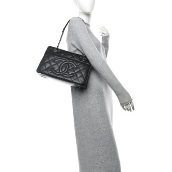 CHANEL Caviar Quilted CC Timeless Soft Tote Black