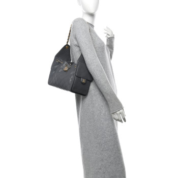 CHANEL Caviar Quilted Small Chanel 25 Handbag Dark Grey