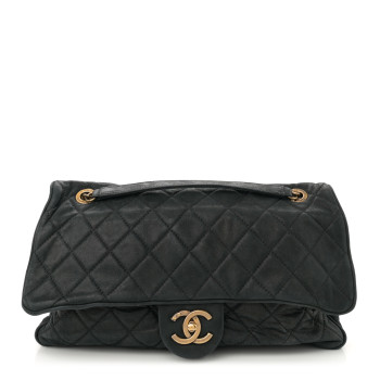 CHANEL Iridescent Calfskin Quilted Large Shiva Flap Black
