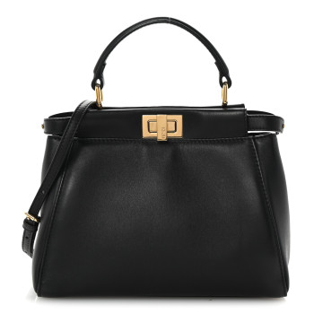 FENDI Nappa Mini Peekaboo Iconic Satchel Black