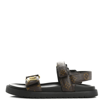 LOUIS VUITTON Monogram LV Sunset Comfort Flat Sandals 37.5 Cacao Brown