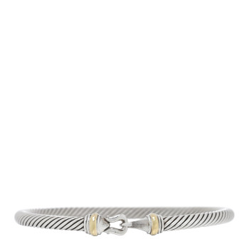 DAVID YURMAN Sterling Silver 18K Yellow Gold 4mm Cable Classic Buckle Bracelet
