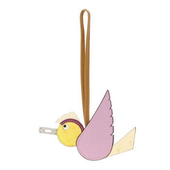 Ostrich Epsom Swift Birdy Bag Charm Mauve Sylvestre Nata Jaune Citron Magnolia Sesame