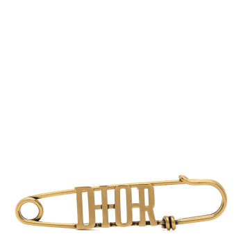 CHRISTIAN DIOR Logo Brooch Gold