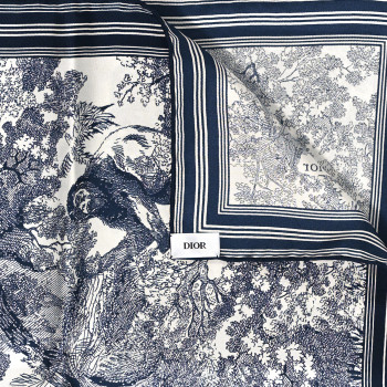 Christian Dior バラ　気球　スカーフ CHRISTIAN DIOR Silk Toile De Jouy Scarf Blue 1153206