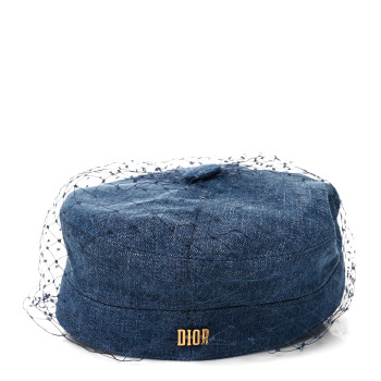 CHRISTIAN DIOR Denim Arty Cap with Veil 58 Blue 1347306