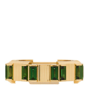 GUCCI 18K Yellow Gold Green Tourmaline 6mm Link to Love Ring 54 6.75