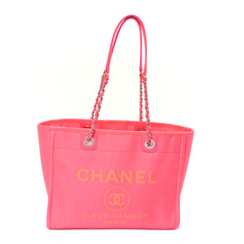 CHANEL Mixed Fibers Small Deauville Tote Pink Orange