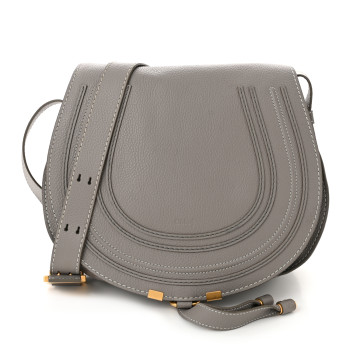 CHLOE Calfskin Medium Marcie Round Crossbody Bag Cashmere Grey