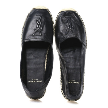SAINT LAURENT Lambskin Monogram Espadrilles 36.5 Black