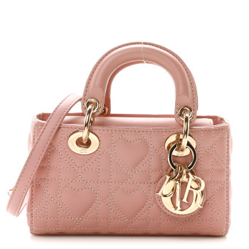 CHRISTIAN DIOR Lambskin Cannage Dioramour Micro Lady D-Joy Melacoton