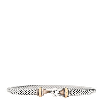 DAVID YURMAN Sterling Silver 18K Yellow Gold 4mm Cable Classic Buckle Bracelet