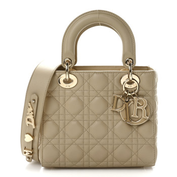 CHRISTIAN DIOR Lambskin Cannage Small My ABCDior Lady Dior Corda