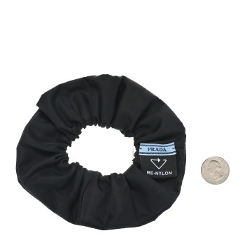 PRADA Re-Nylon Metal Logo Scrunchie Black