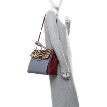 VALENTINO GARAVANI Calfskin Pony Hair Colorblock Mime Single Handle Bag Multicolor