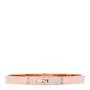HERMES 18K Rose Gold Diamond PM Kelly Pave Bracelet SH
