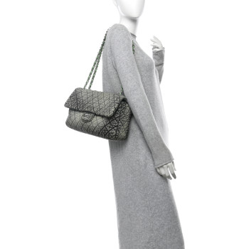 CHANEL Denim Quilted Denimpression Flap Green Black