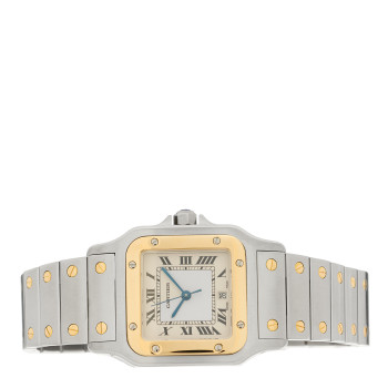 CARTIER Stainless Steel 18K Yellow Gold 29mm Santos De Cartier Galbee Quartz Watch
