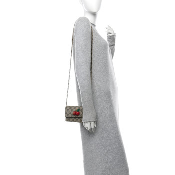 GUCCI GG Supreme Monogram Mini Cherry Chain Bag