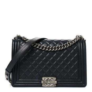 CHANEL Lambskin Quilted New Medium Boy Flap Black