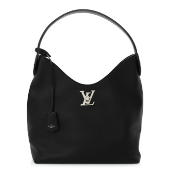 LOUIS VUITTON Calfskin Lockme Hobo Black