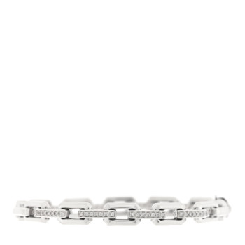 DAVID YURMAN Sterling Silver Diamond 7mm Stax Link Bangle Bracelet