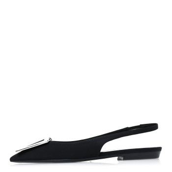 SAINT LAURENT Crepe De Chine Vivi 10 Plate Slingback Flats 37 Black