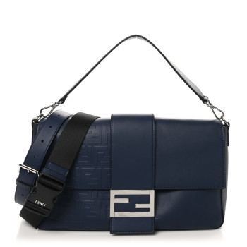 FENDI Vitello Grace FF Gradient Embossed Large Baguette Blueberry