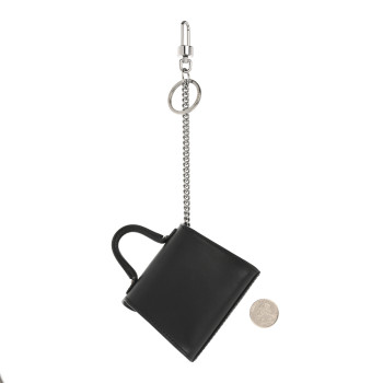 DELVAUX Calfskin Mini L'Humour Brillant Bag Charm Black White