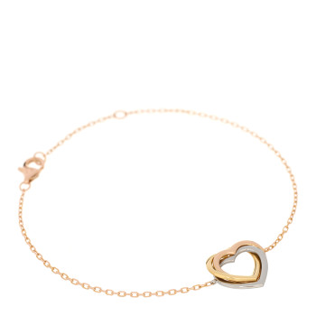 CARTIER 18K Pink Yellow White Gold Trinity Heart Bracelet