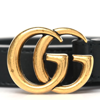 GUCCI Calfskin Double G 20mm Belt 100 40 Black