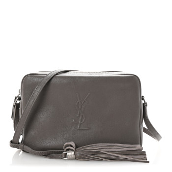 SAINT LAURENT Lambskin Monogram Small Lou Camera Bag Fog
