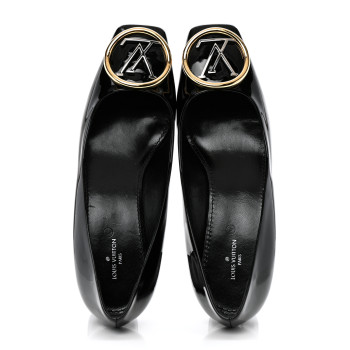 LOUIS VUITTON Patent Calfskin Madeleine Pumps 38 Black