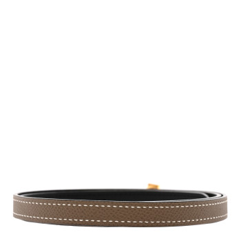 HERMES Swift Epsom Gourmette Equestre 13mm Belt 75 30 Black Etoupe