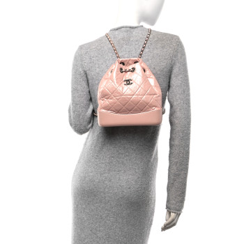 CHANEL Iridescent Aged Calfskin Quilted Small Gabrielle Backpack Pink