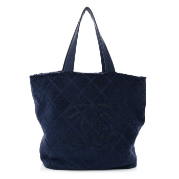 CHANEL Terry Cotton CC Beach Tote Towel Set Blue
