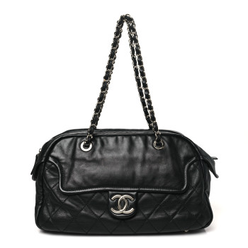 CHANEL Calfskin Quilted Bowling Bag Black