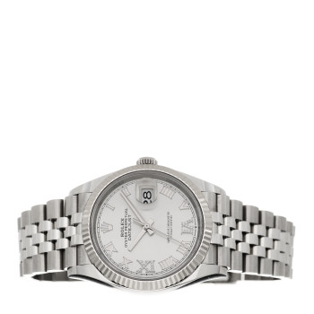 ROLEX Stainless Steel 18K White Gold Diamond 36mm Oyster Perpetual Datejust Watch Silver Roman 126234