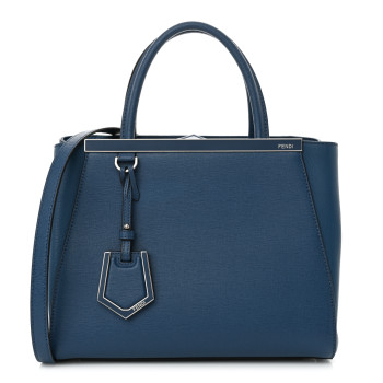 FENDI Vitello Elite Petite 2Jours Tote Blue Cobalto