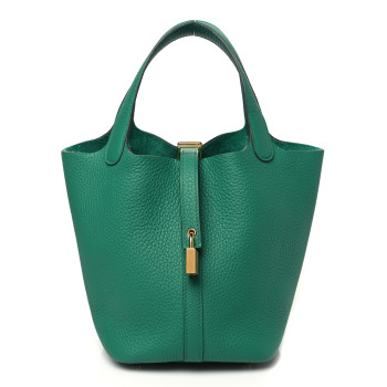 HERMES Taurillon Clemence Picotin Lock 18 PM Vert Jade