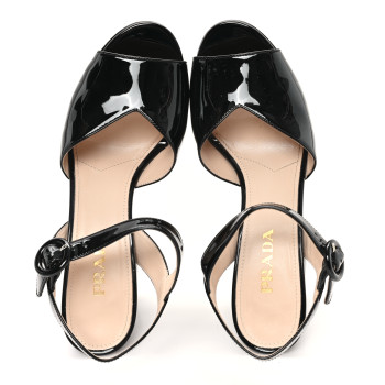 PRADA Vernice Platform Sandals 37.5 Black