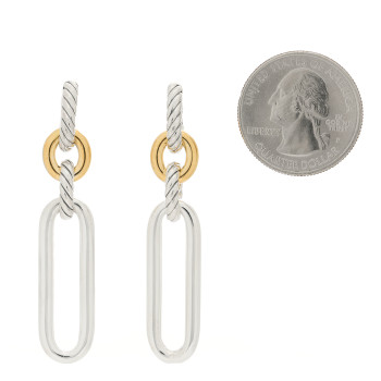 DAVID YURMAN Sterling Silver 18K Yellow Gold Lexington Double Link Drop Earrings