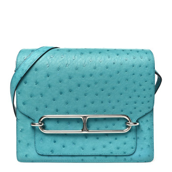 HERMES Ostrich Sac Roulis 23 Vert Verone