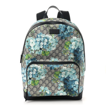 GUCCI GG Supreme Monogram Blooms Medium Day Backpack Beige Blue Navy