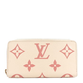 LOUIS VUITTON Empreinte Monogram Giant Zippy Wallet Creme Bois De Rose