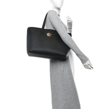 VERSACE Grained Calfskin La Medusa Tote Bag Black