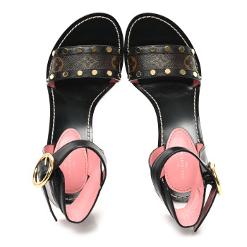 LOUIS VUITTON Calfskin Monogram Passenger Sandals 37 Black